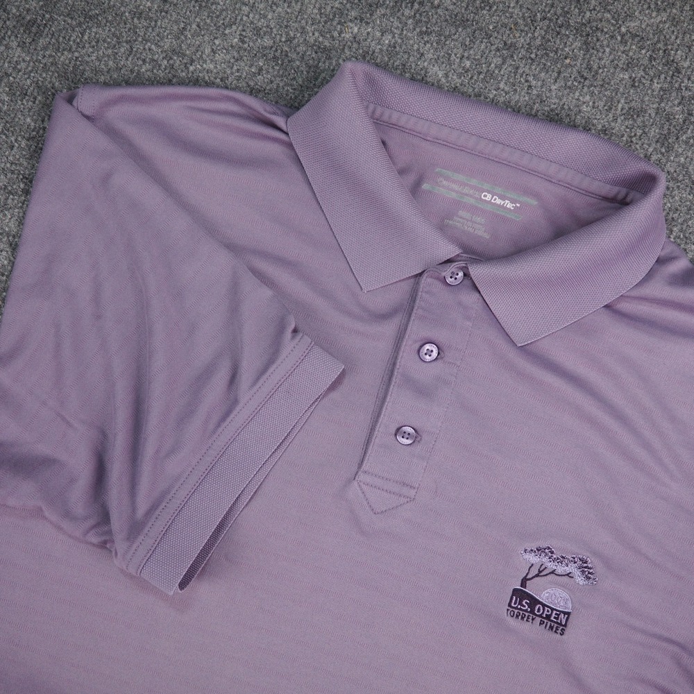 Torrey Pines Polo Mens Med US Open Purple Striped CB DryTec Golf Course Athletic